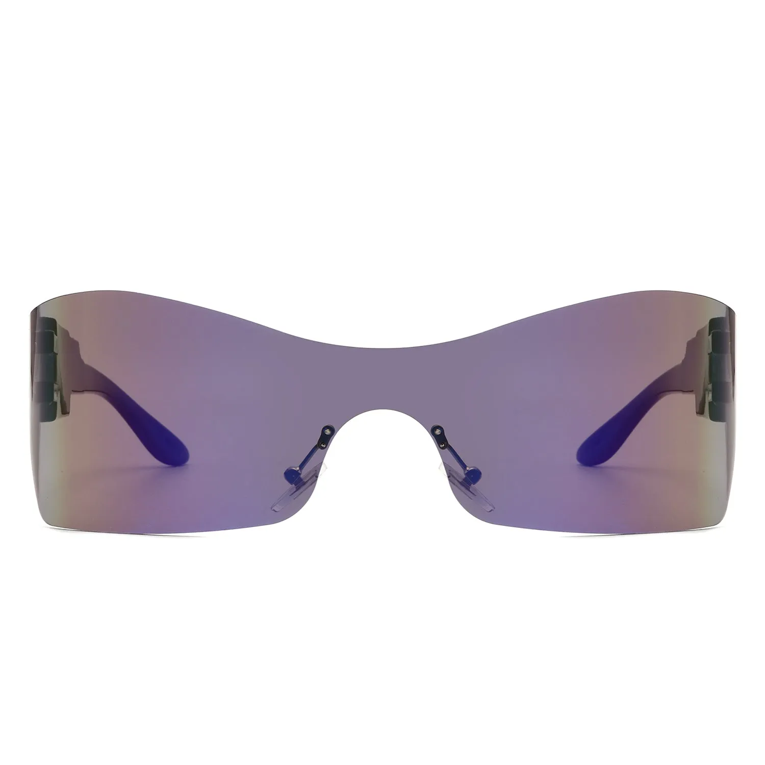 Sable - Futuristic Square Mirrored Flat Top Wrap Around Sunglasses