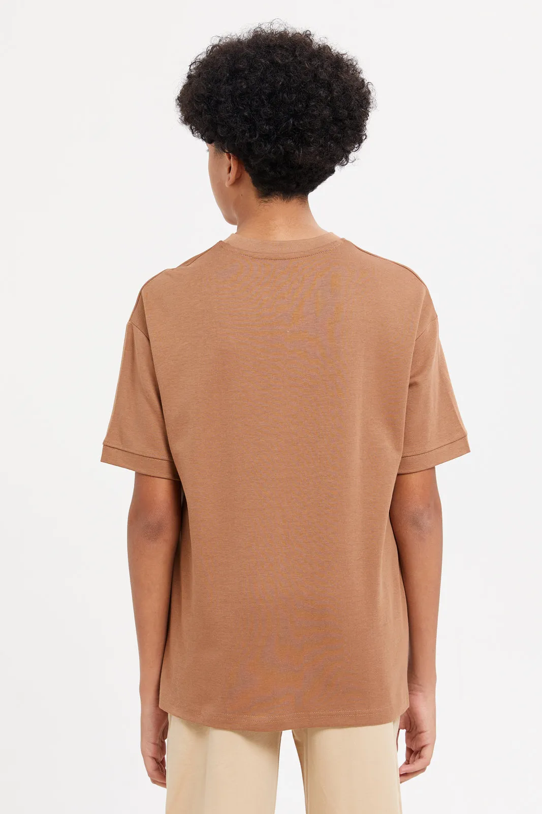 Senior Boys Brown Oversize T-Shirt