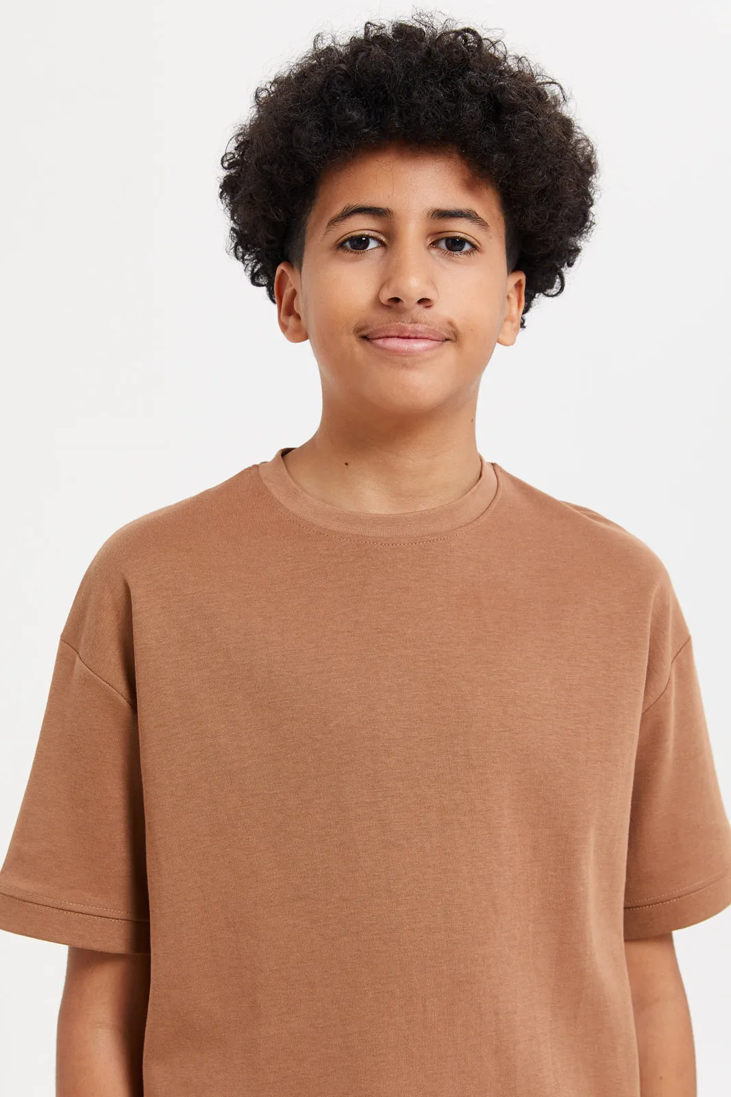 Senior Boys Brown Oversize T-Shirt