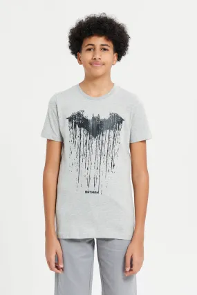 Senior Boys Grey Mel Batman T-Shirt