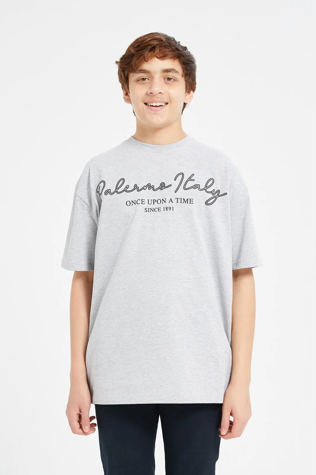 Senior Boys Grey Palermo Italy Oversize T-Shirt