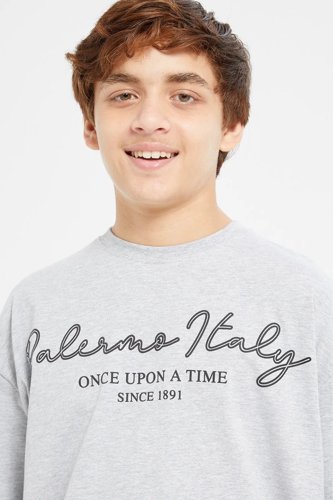 Senior Boys Grey Palermo Italy Oversize T-Shirt