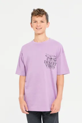 Senior Boys Lilac Oversize Printed T-Shirt