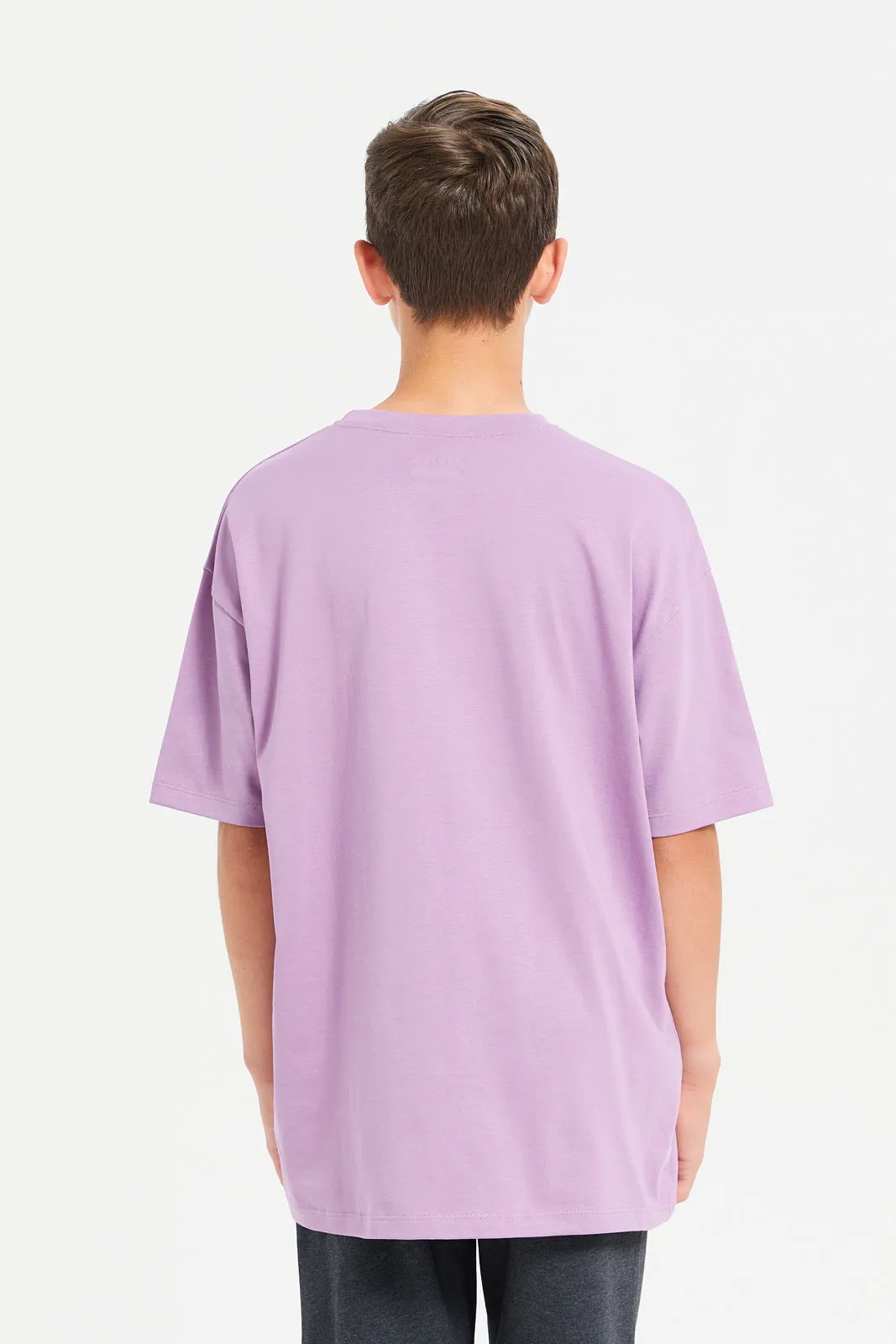 Senior Boys Lilac Oversize Printed T-Shirt