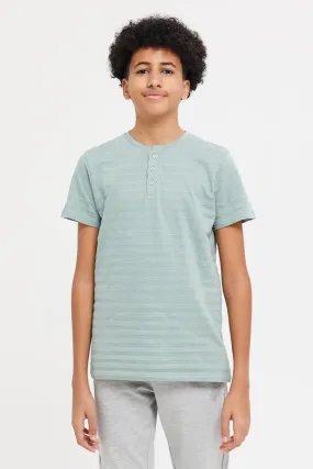 Senior Boys Mint Jacquard Henley T-Shirt