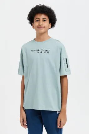 Senior Boys Mint Print Oversize T-Shirt