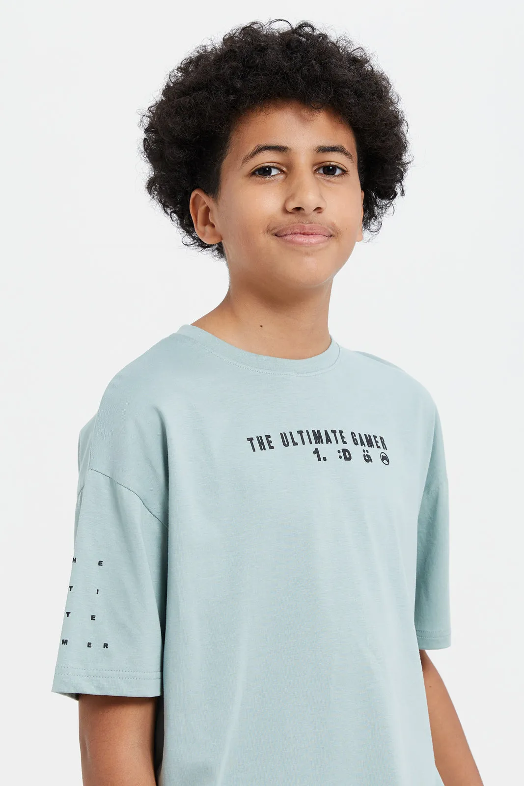 Senior Boys Mint Print Oversize T-Shirt