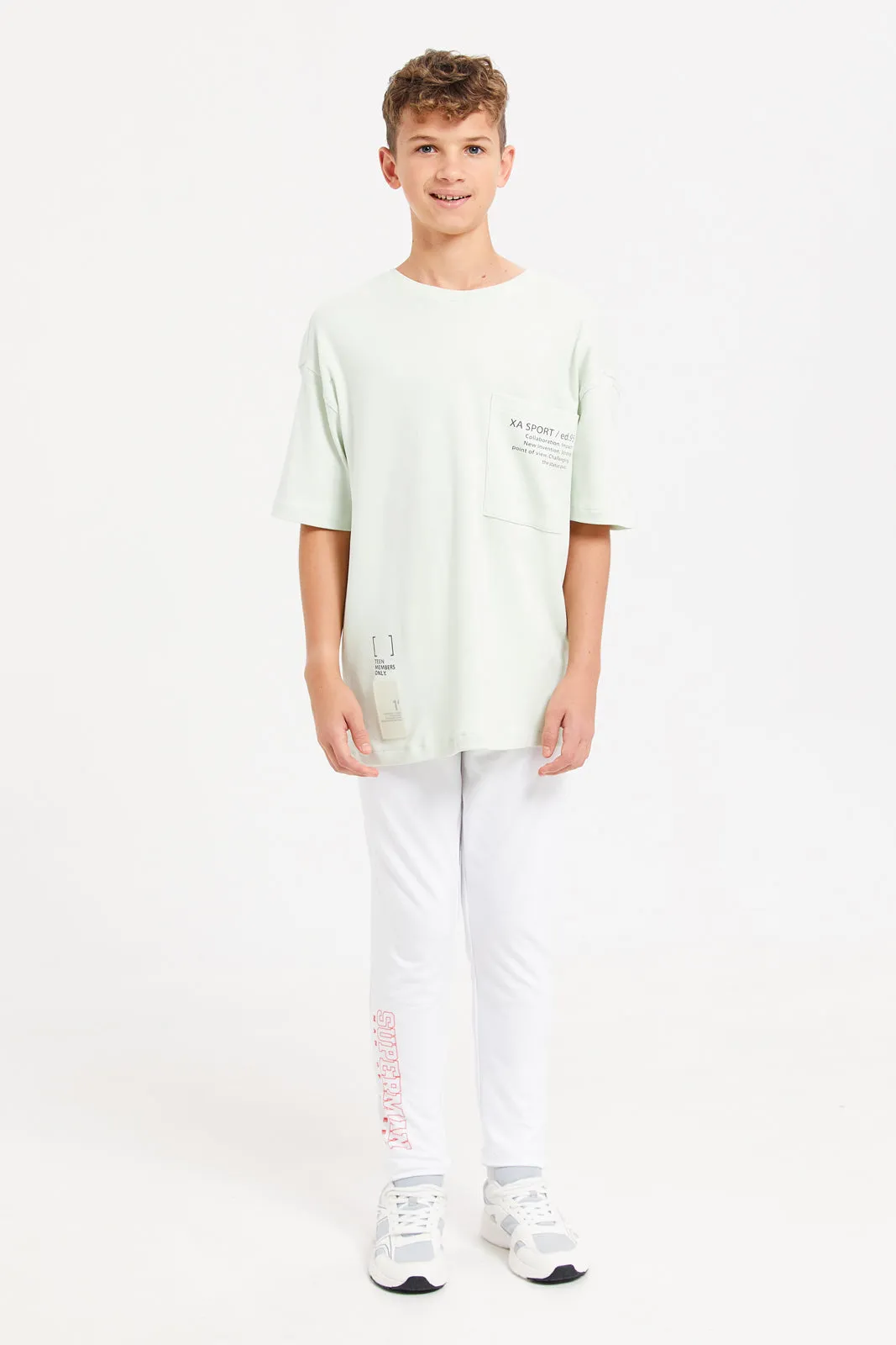 Senior Boys Mint Printed Oversize T-Shirt