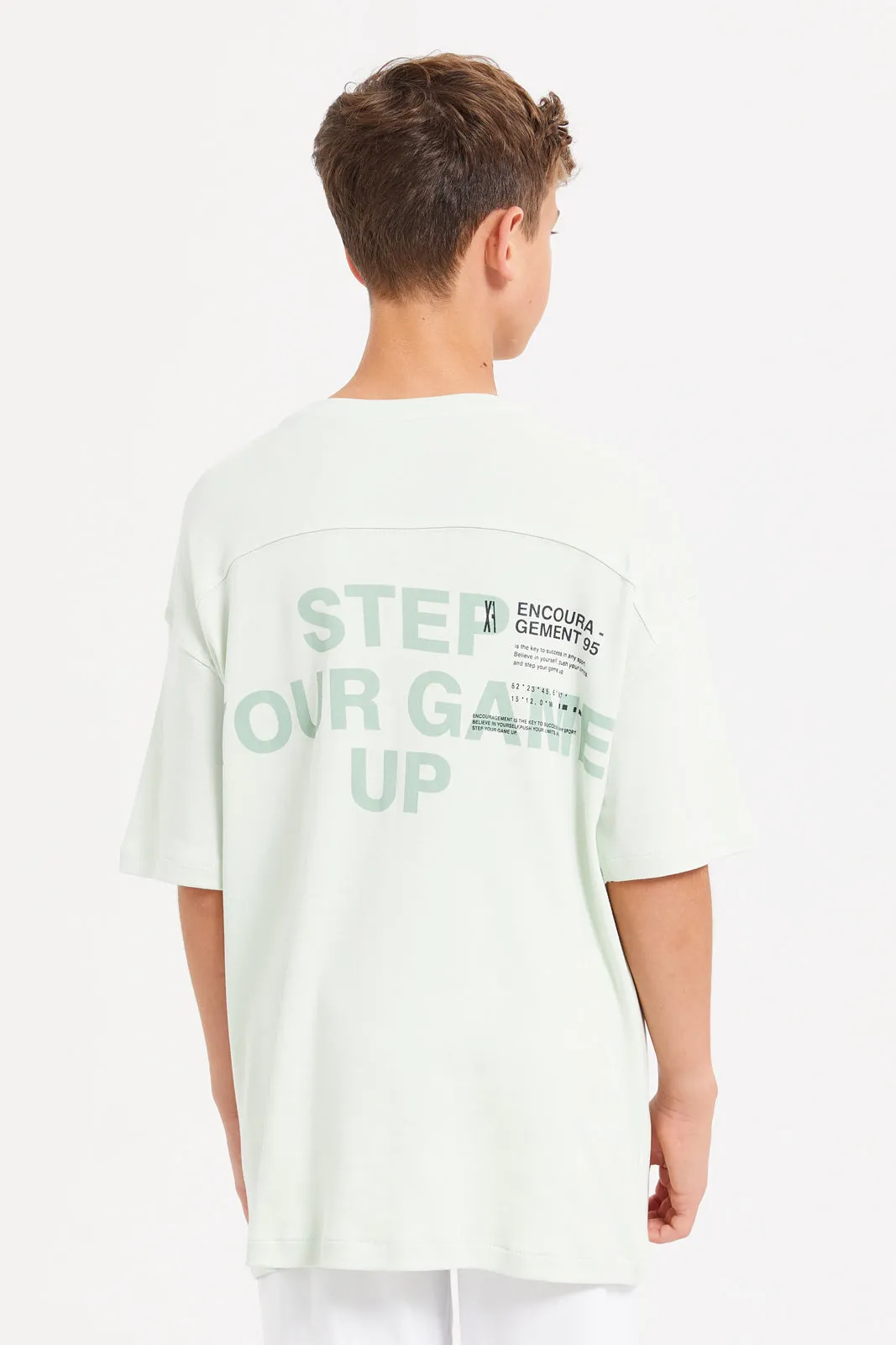 Senior Boys Mint Printed Oversize T-Shirt