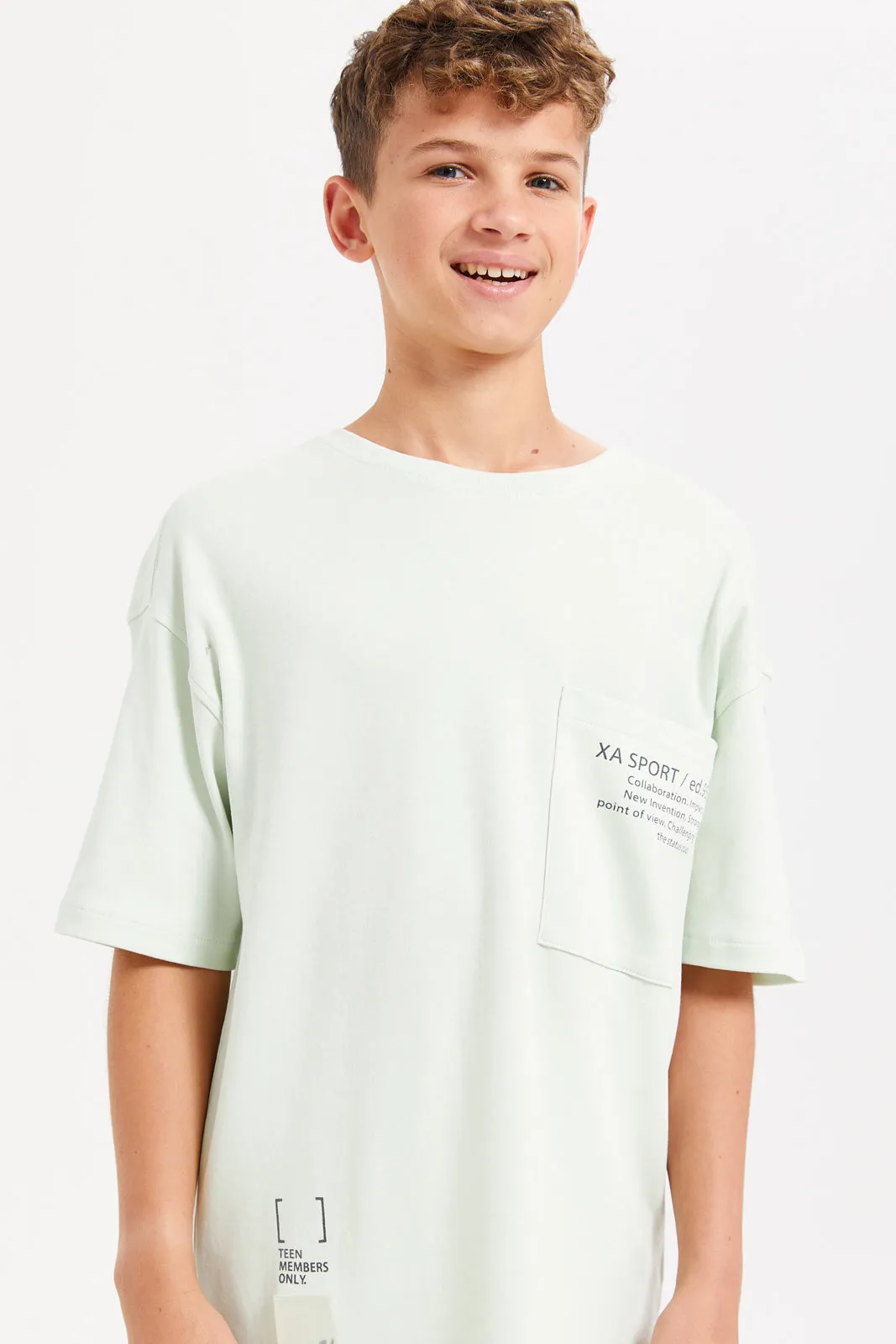 Senior Boys Mint Printed Oversize T-Shirt