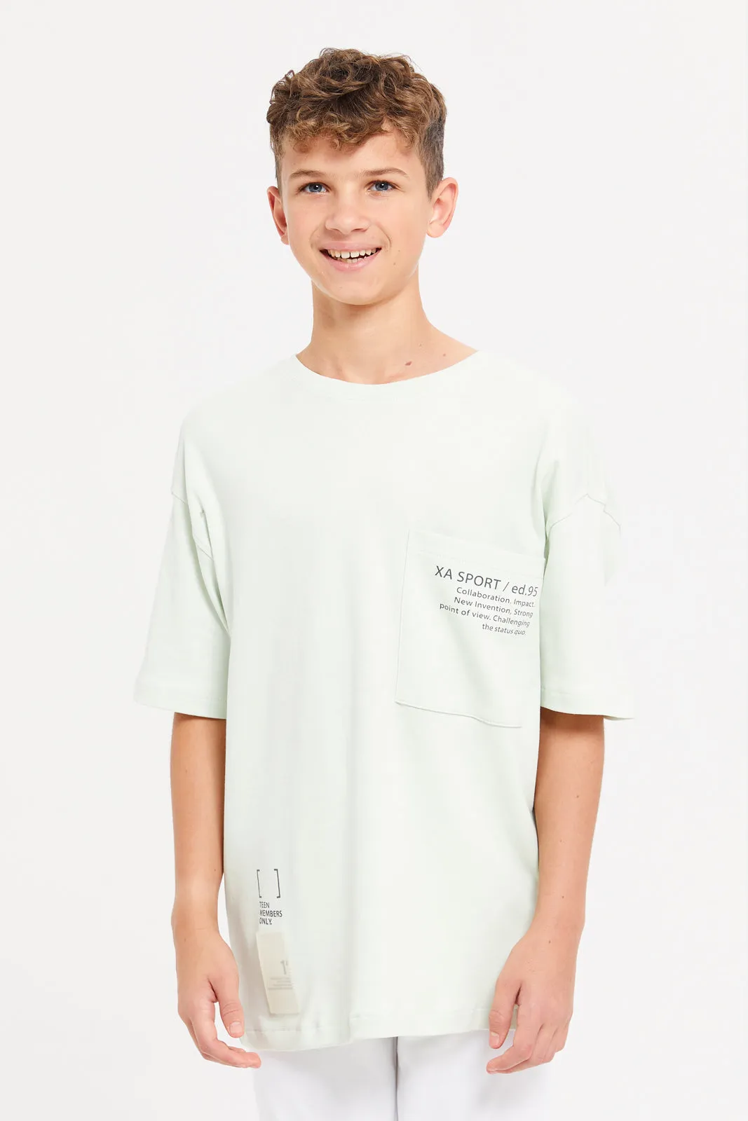 Senior Boys Mint Printed Oversize T-Shirt