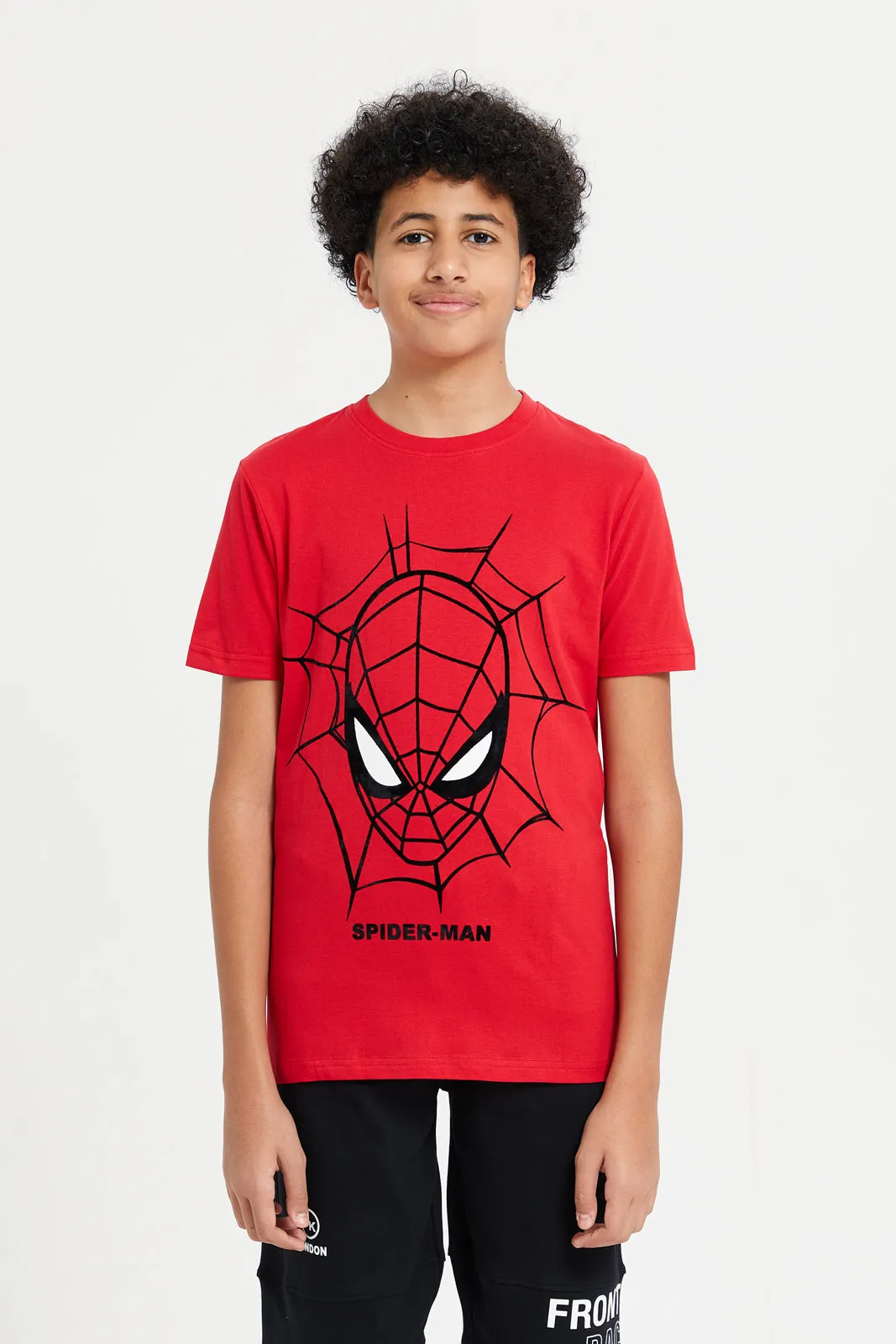 Senior Boys Red Mel Spiderman T-Shirt