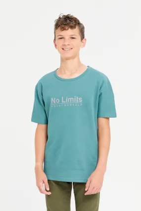 Senior Boys Teal No Limits Print T-Shirt