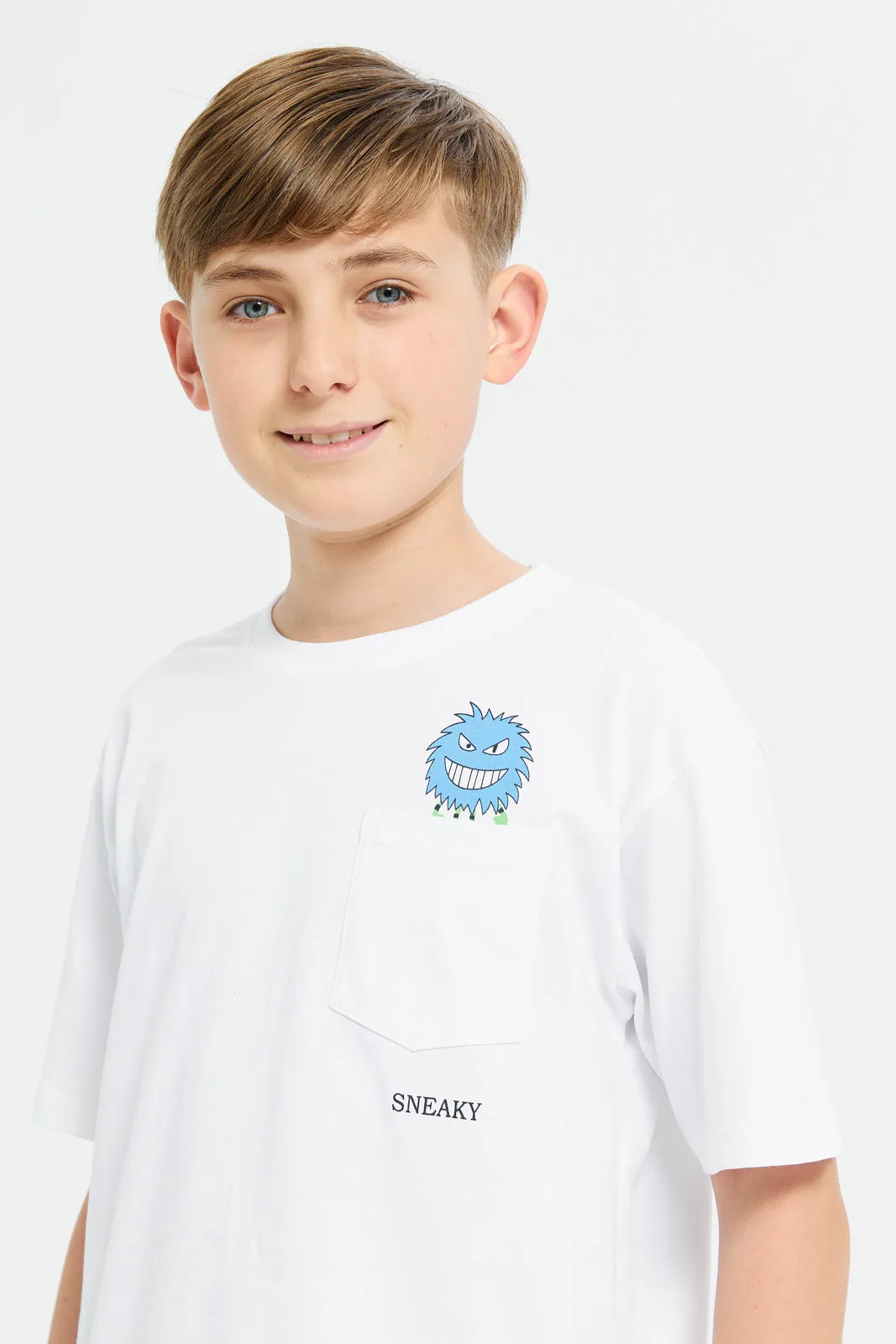 Senior Boys White Sneaky T-Shirt