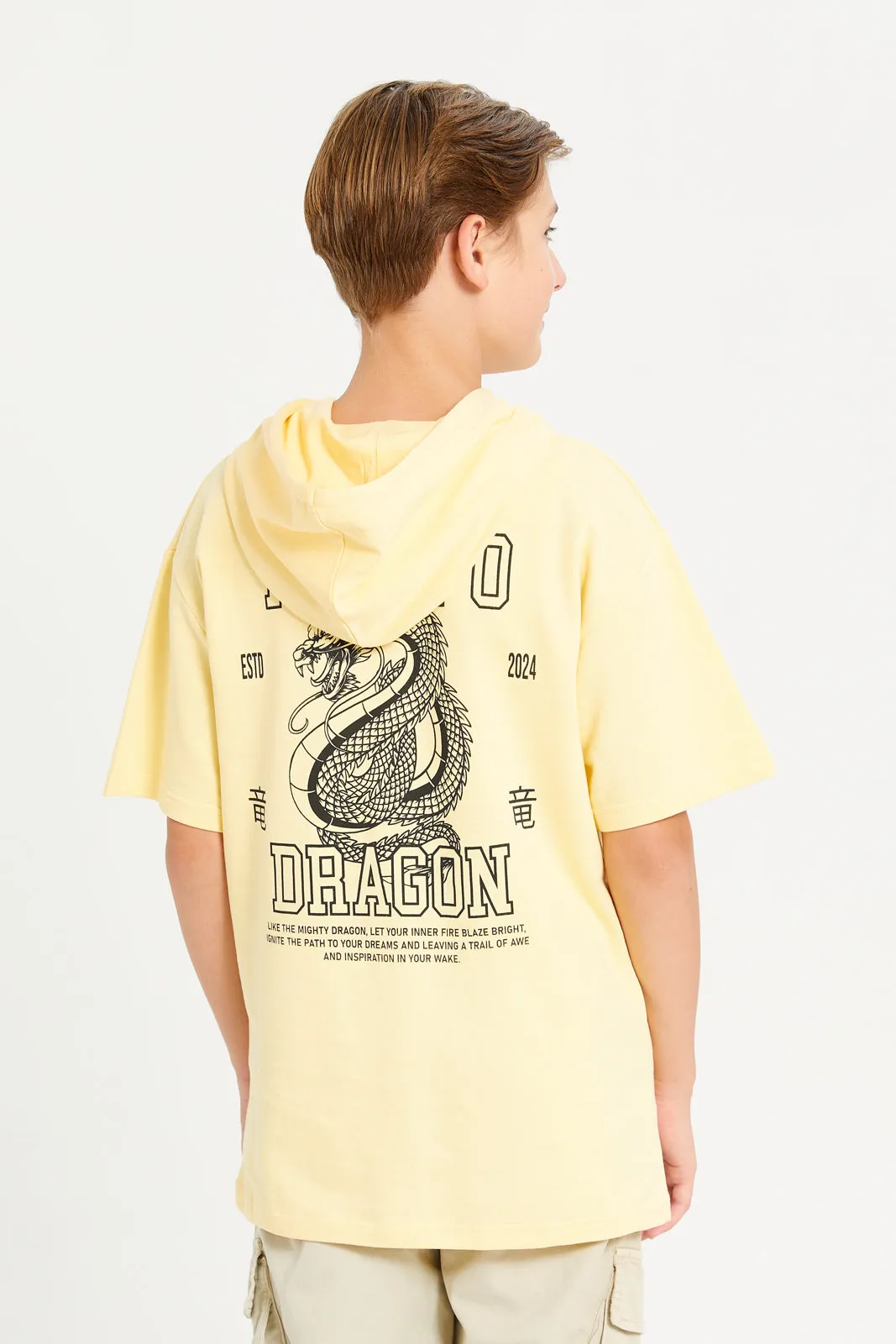 Senior Boys Yellow Hooded T-Shirt