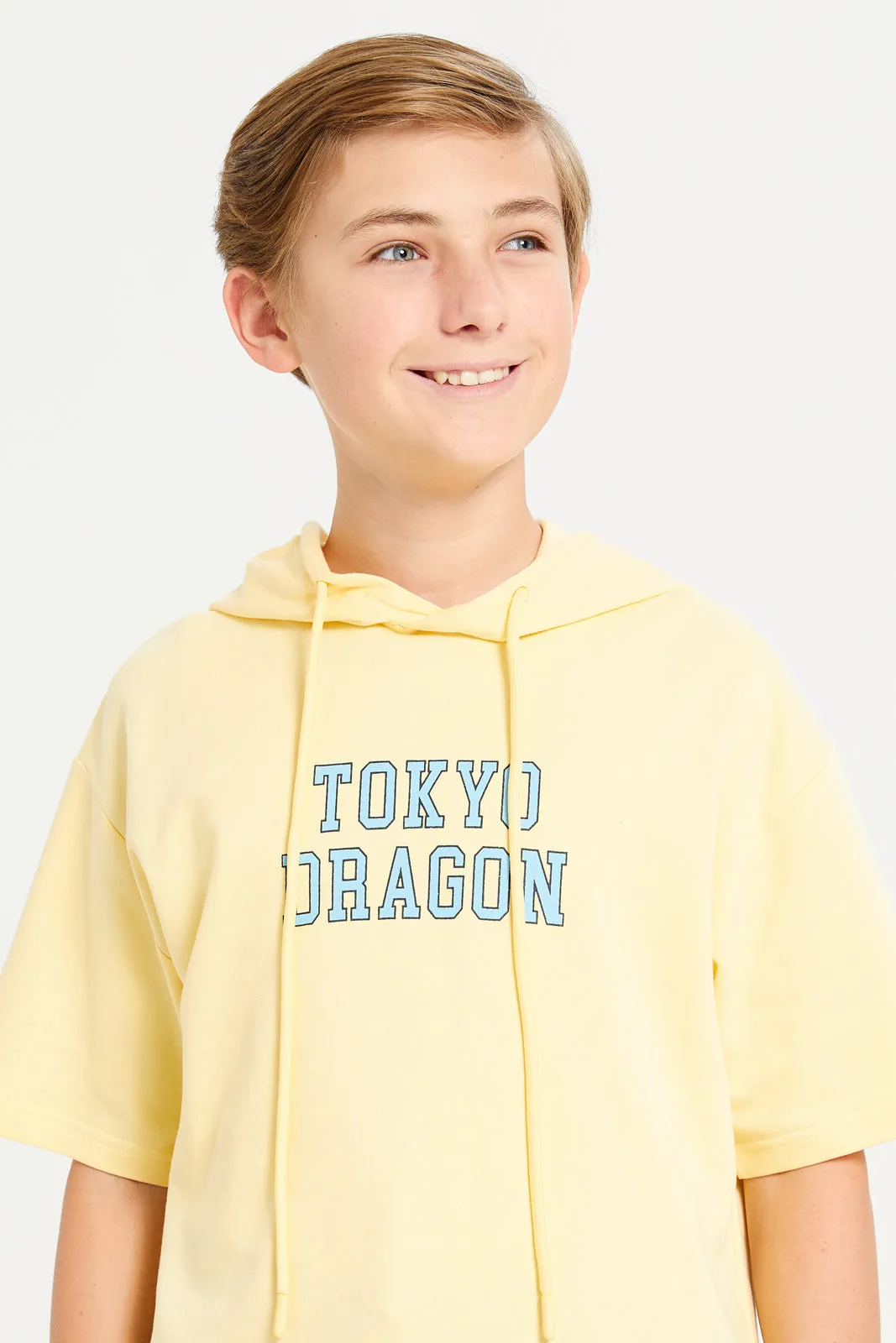 Senior Boys Yellow Hooded T-Shirt