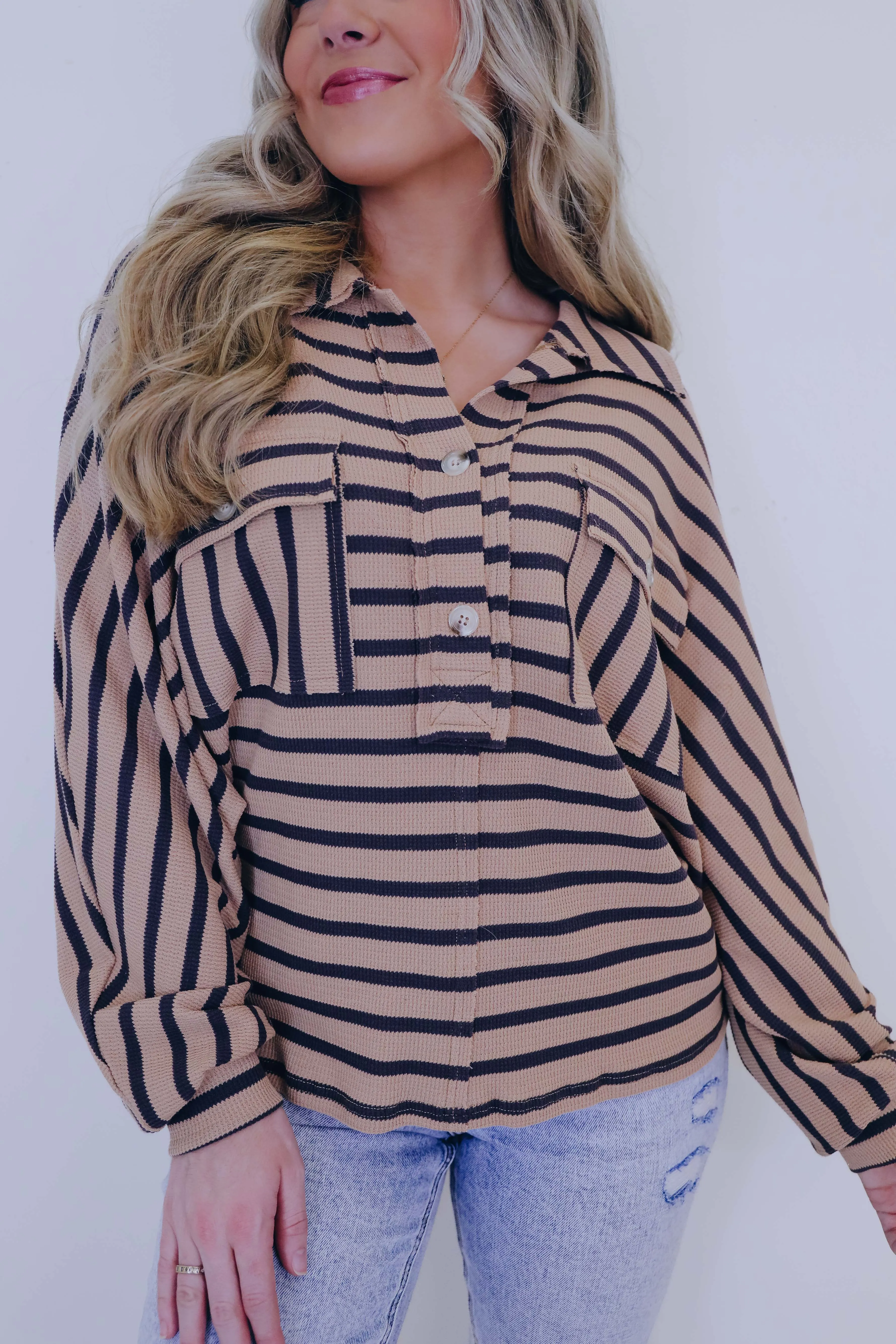 Serenity Striped Dolman Sleeve Thermal Top