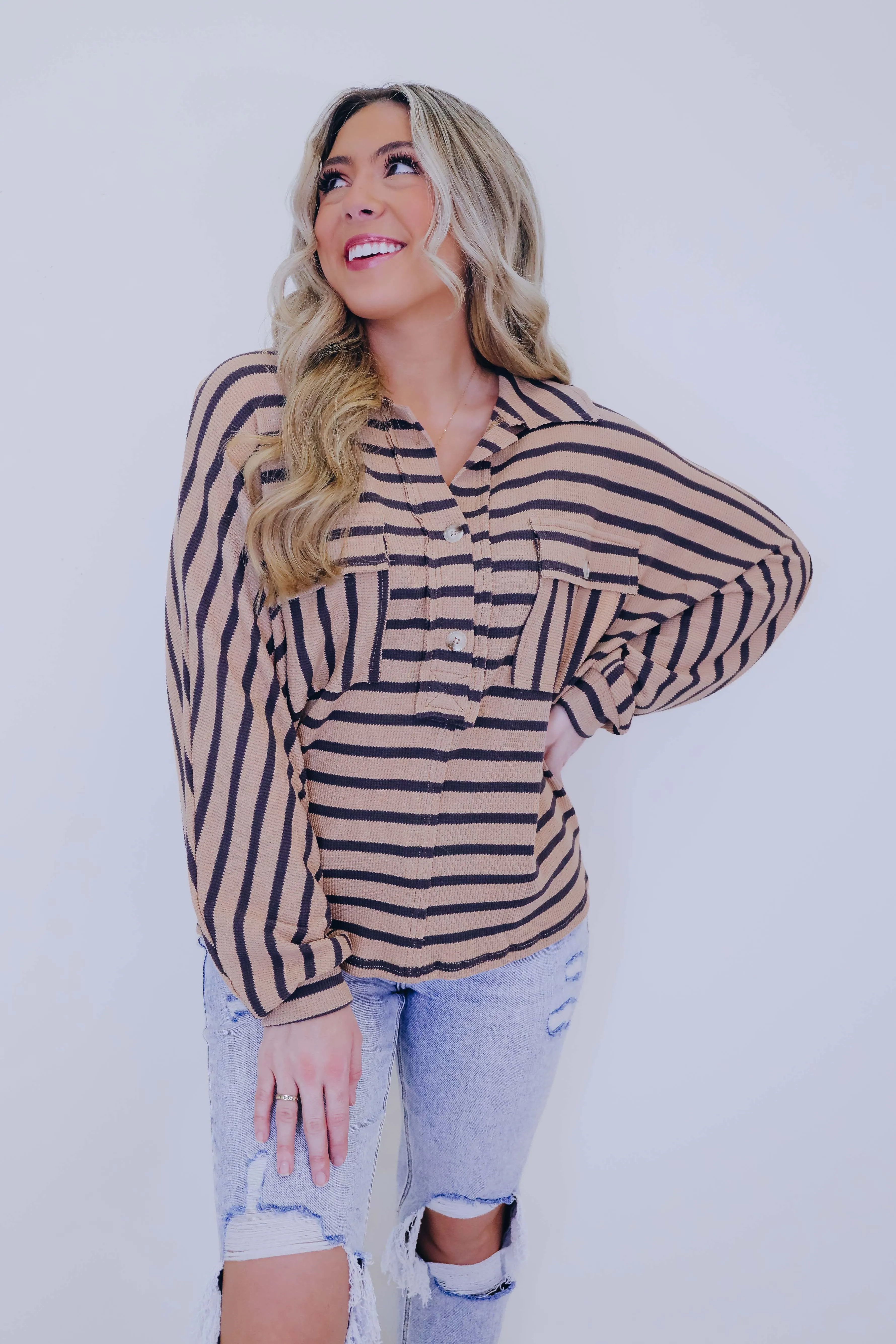 Serenity Striped Dolman Sleeve Thermal Top