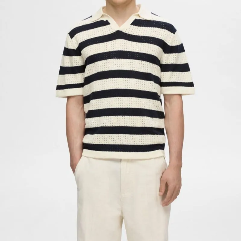 Short Sleeve Polo Collar Striped OEM/ODM Men's Knitwear