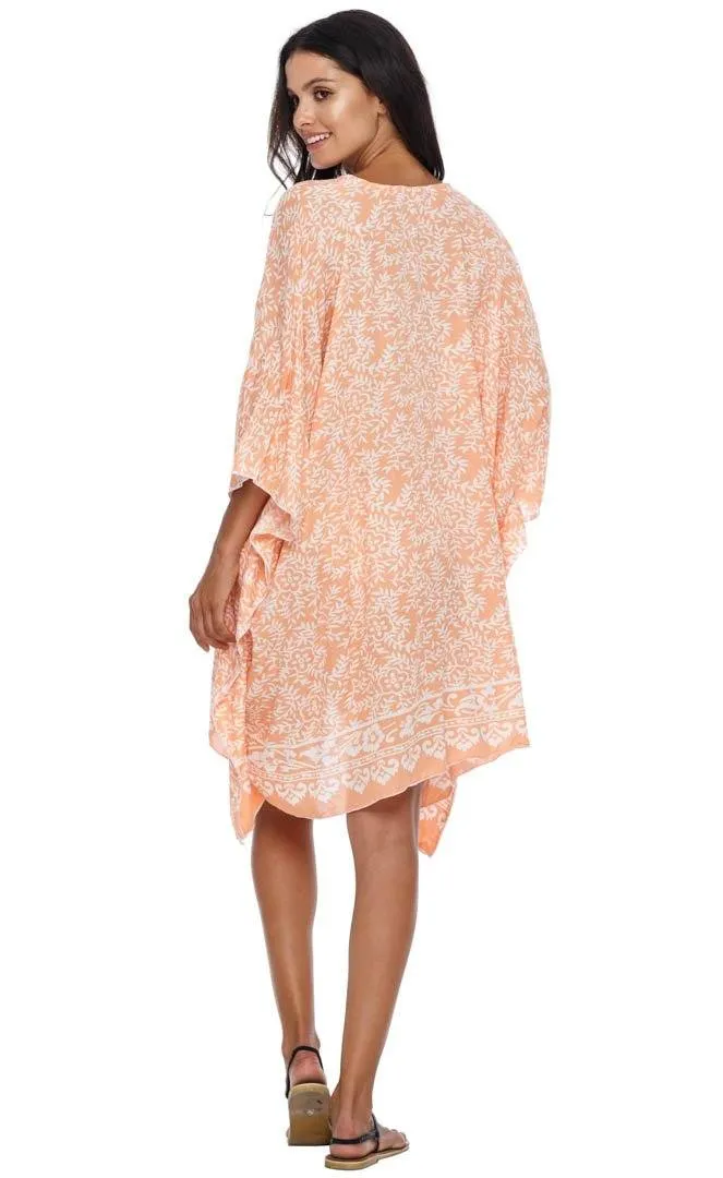 SHU-SHI Women's Short Beach Swimsuit Cover-Up: Loose Caftan Poncho Beach Tunic Dress