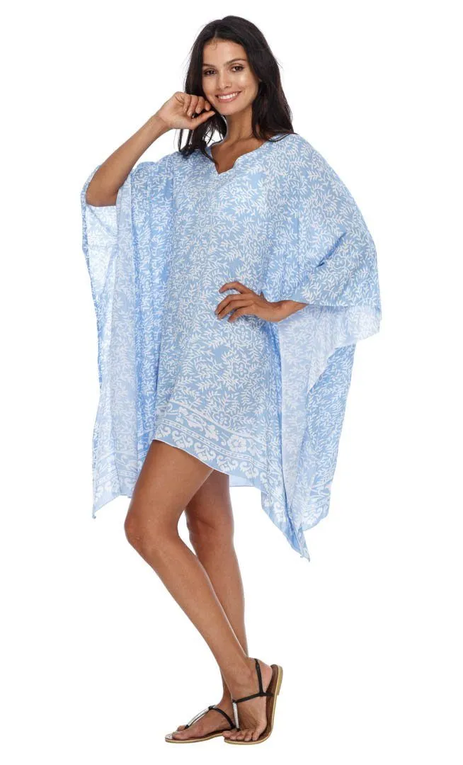 SHU-SHI Women's Short Beach Swimsuit Cover-Up: Loose Caftan Poncho Beach Tunic Dress