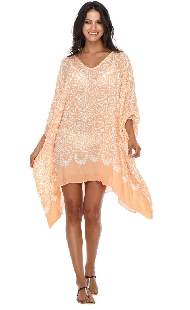 SHU-SHI Women's Short Caftan Poncho Beach Tunic Dress - Loose Swimsuit Cover-Up