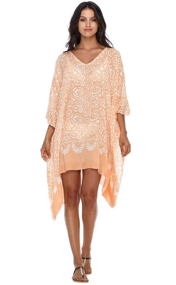 SHU-SHI Women's Short Caftan Poncho Beach Tunic Dress - Loose Swimsuit Cover-Up