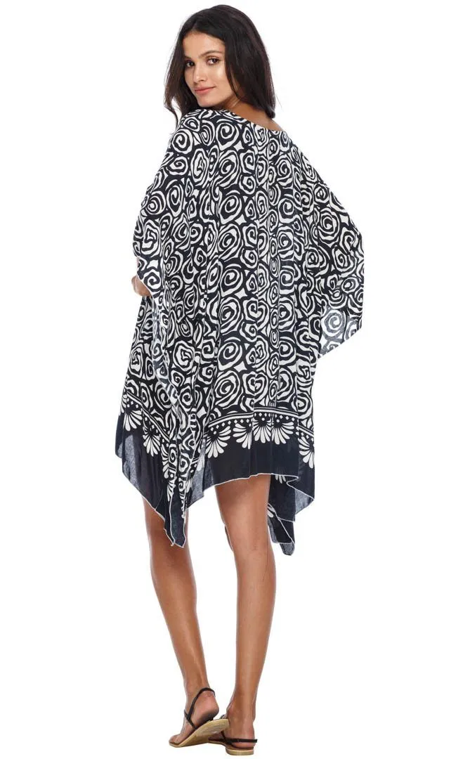 SHU-SHI Women's Short Caftan Poncho Beach Tunic Dress - Loose Swimsuit Cover-Up