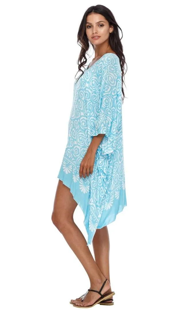 SHU-SHI Women's Short Caftan Poncho Beach Tunic Dress - Loose Swimsuit Cover-Up