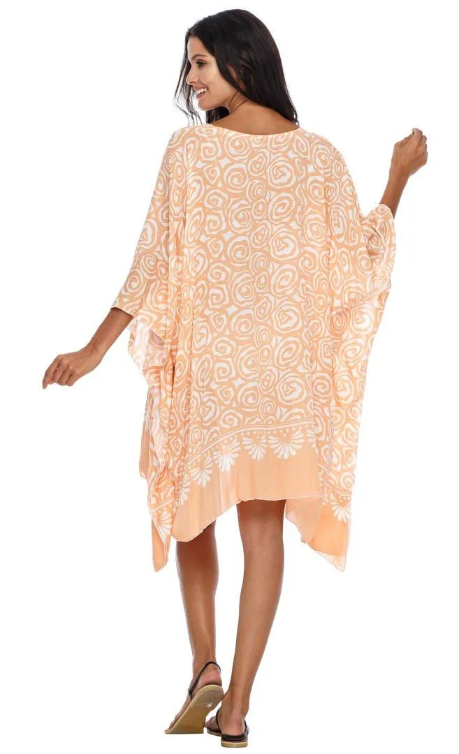 SHU-SHI Women's Short Caftan Poncho Beach Tunic Dress - Loose Swimsuit Cover-Up