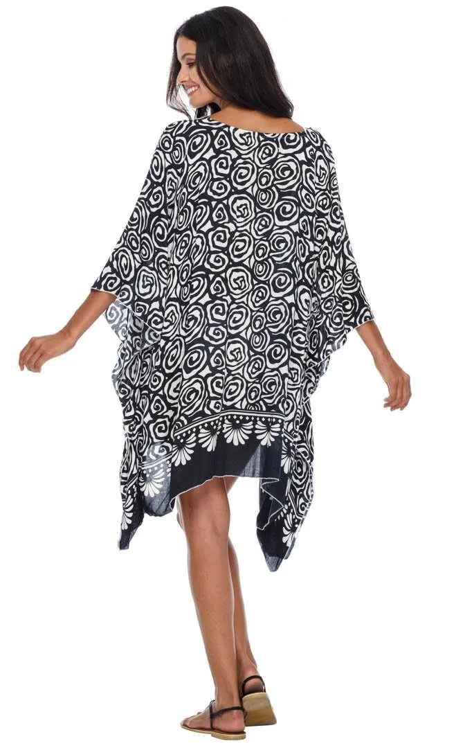 SHU-SHI Women's Short Caftan Poncho Beach Tunic Dress - Loose Swimsuit Cover-Up