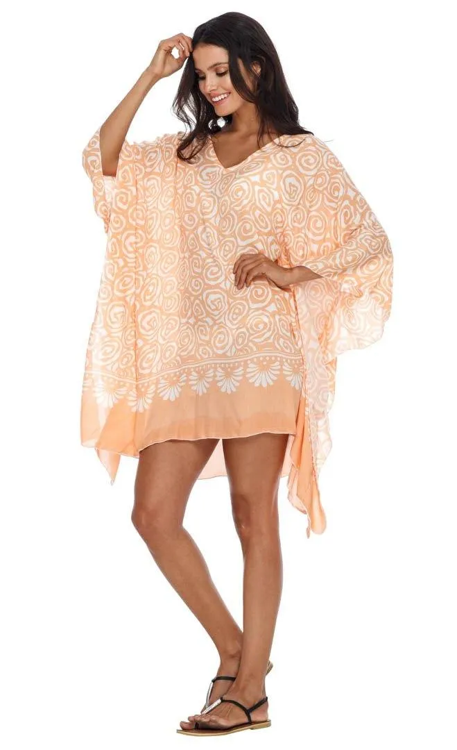 SHU-SHI Women's Short Caftan Poncho Beach Tunic Dress - Loose Swimsuit Cover-Up