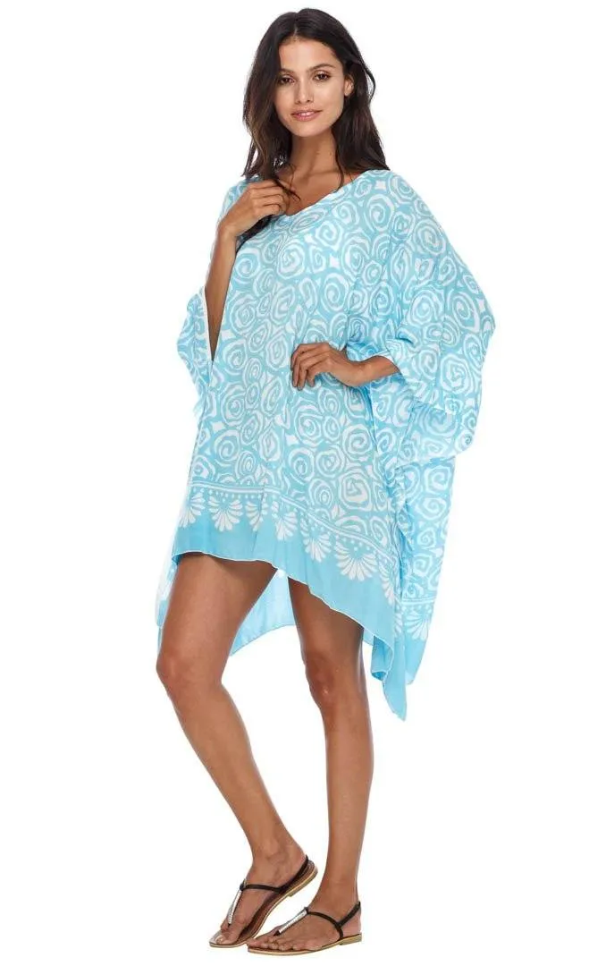 SHU-SHI Women's Short Caftan Poncho Beach Tunic Dress - Loose Swimsuit Cover-Up