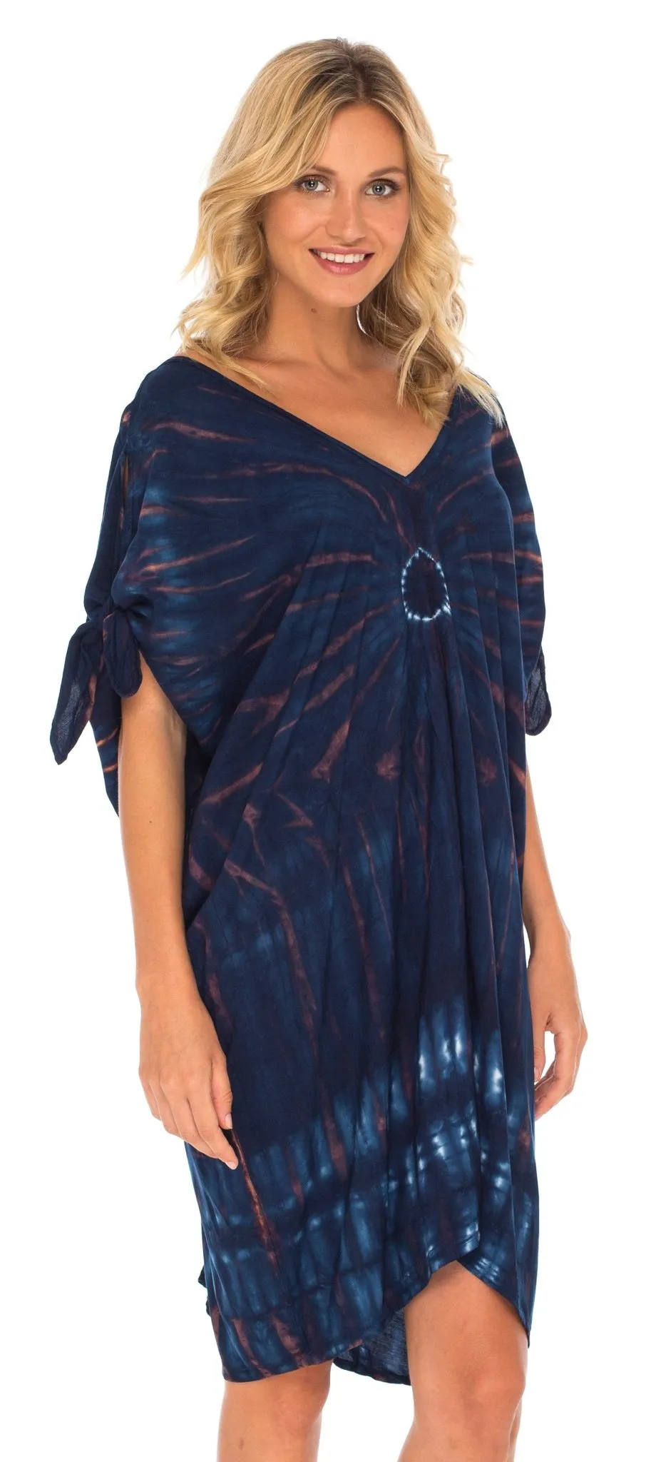 SHU-SHI Women's Tie Dye Beach Cover-Up | Loose Kaftan Tunic Dress Poncho Top