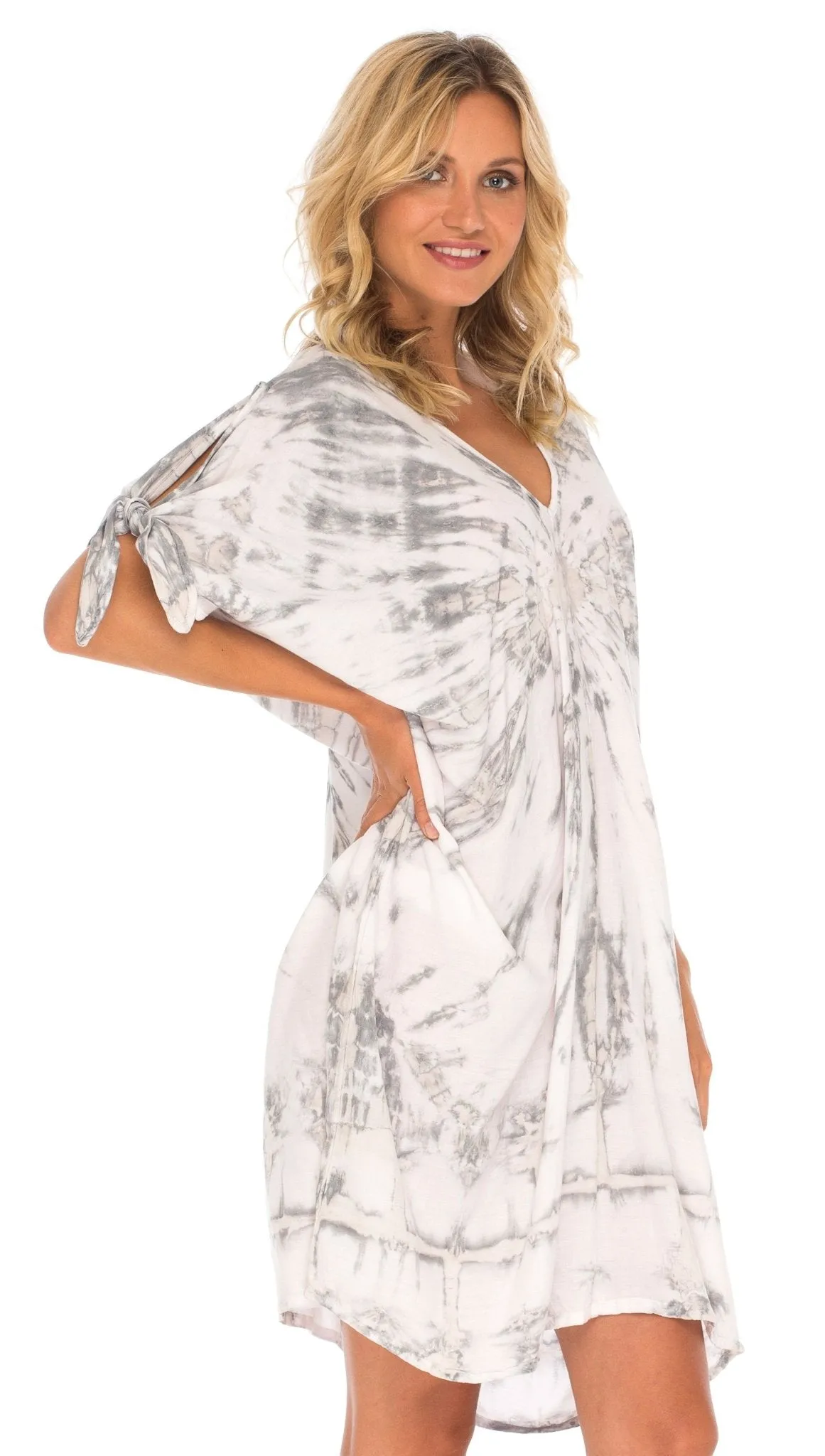 SHU-SHI Women's Tie Dye Beach Cover-Up | Loose Kaftan Tunic Dress Poncho Top