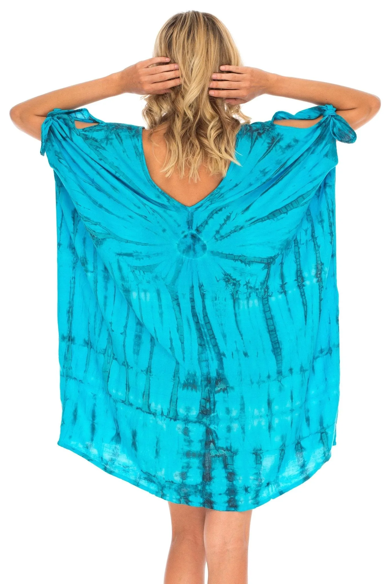 SHU-SHI Women's Tie Dye Beach Cover-Up | Loose Kaftan Tunic Dress Poncho Top