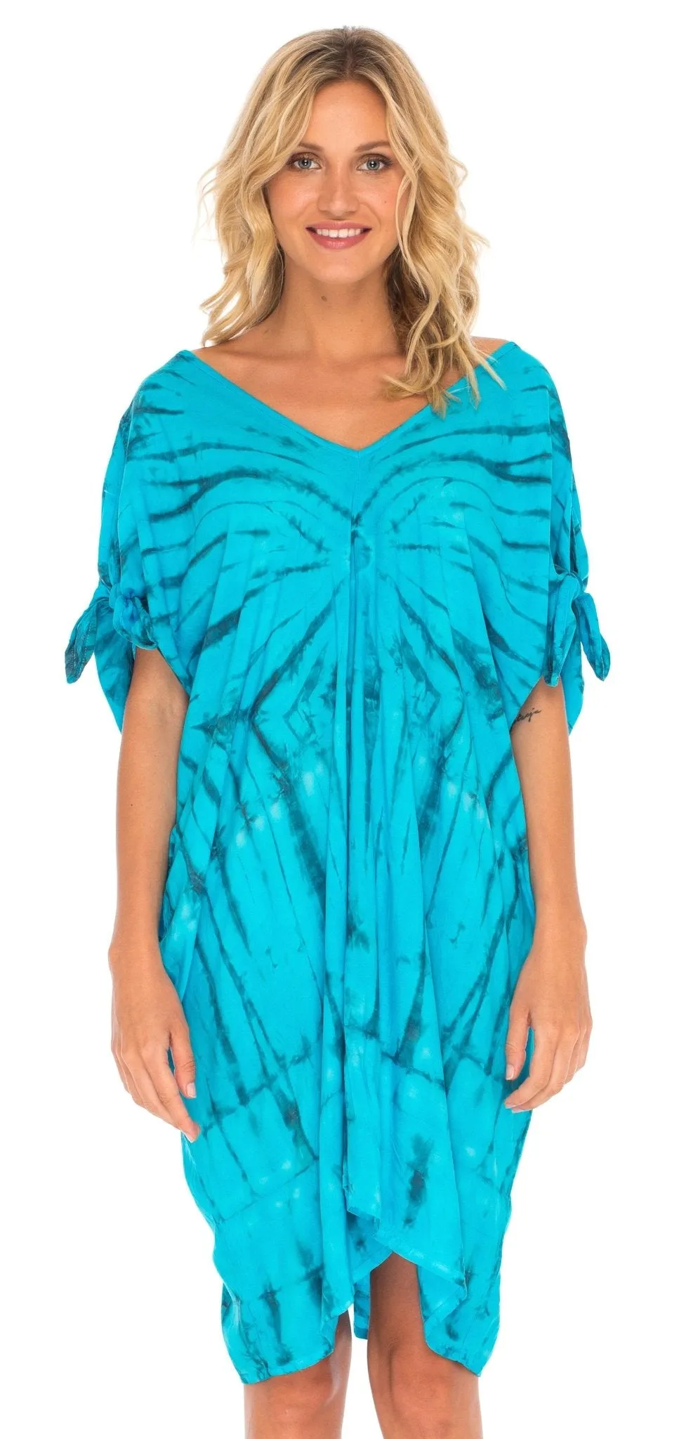 SHU-SHI Women's Tie Dye Beach Cover-Up | Loose Kaftan Tunic Dress Poncho Top