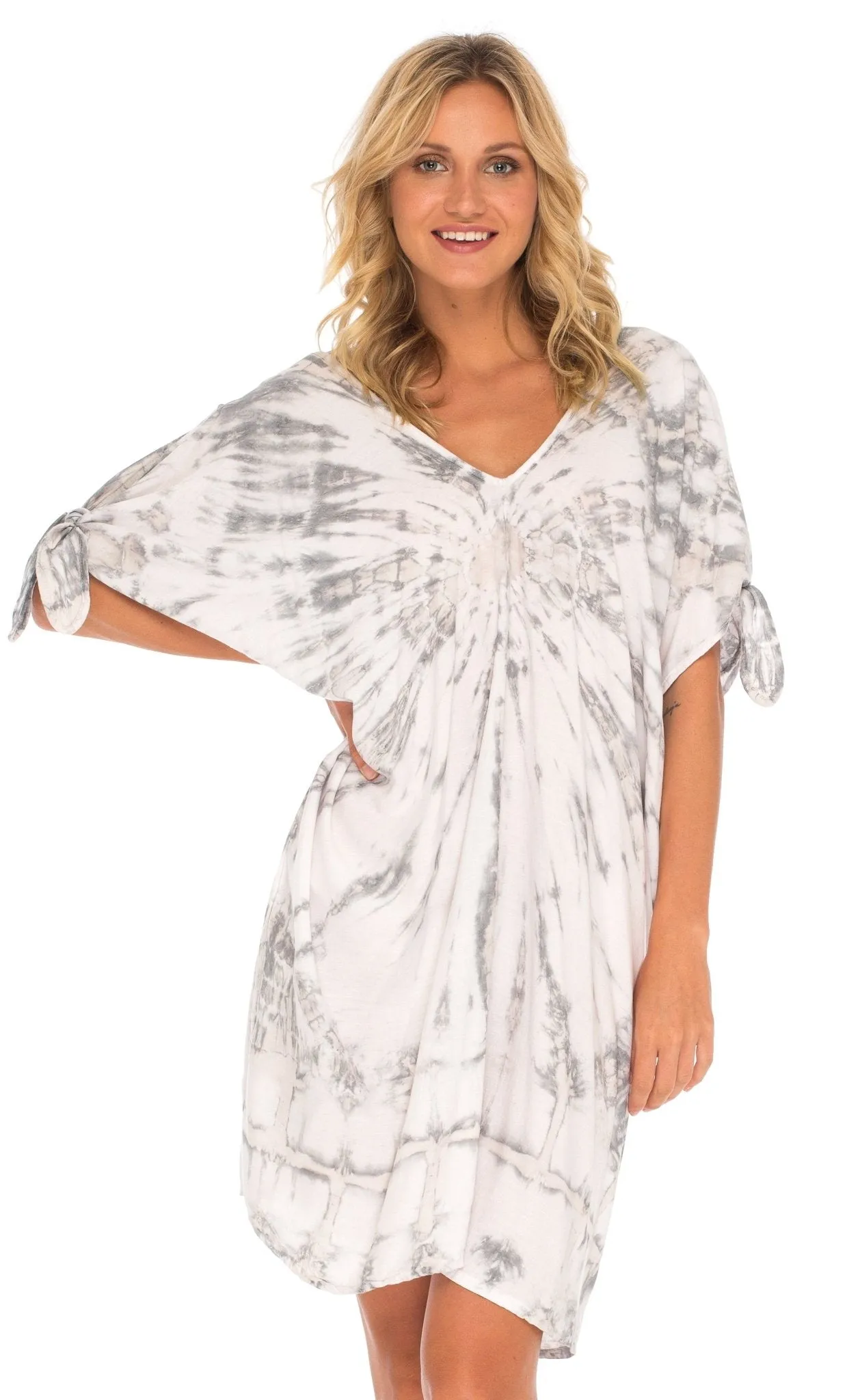 SHU-SHI Women's Tie Dye Beach Cover-Up | Loose Kaftan Tunic Dress Poncho Top