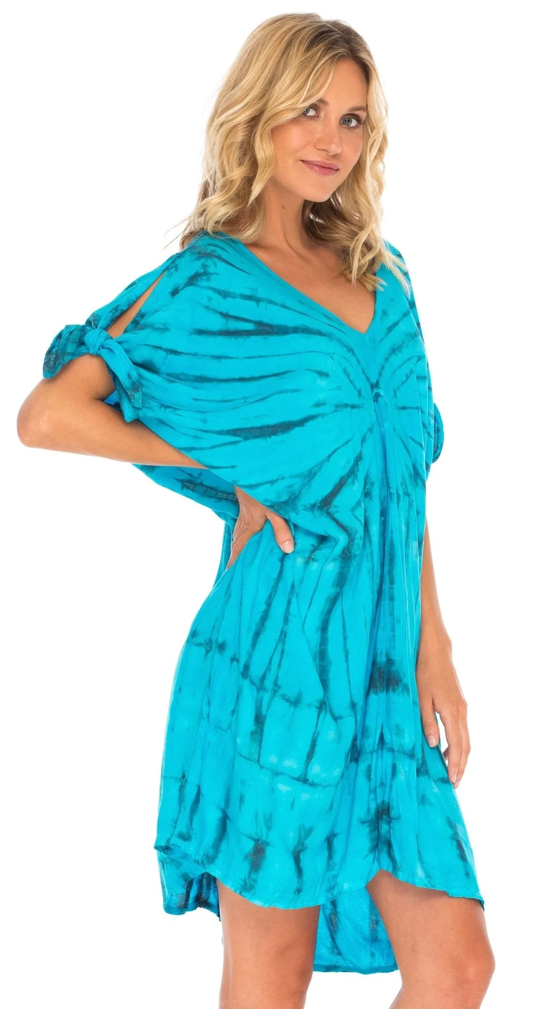 SHU-SHI Women's Tie Dye Beach Cover-Up | Loose Kaftan Tunic Dress Poncho Top