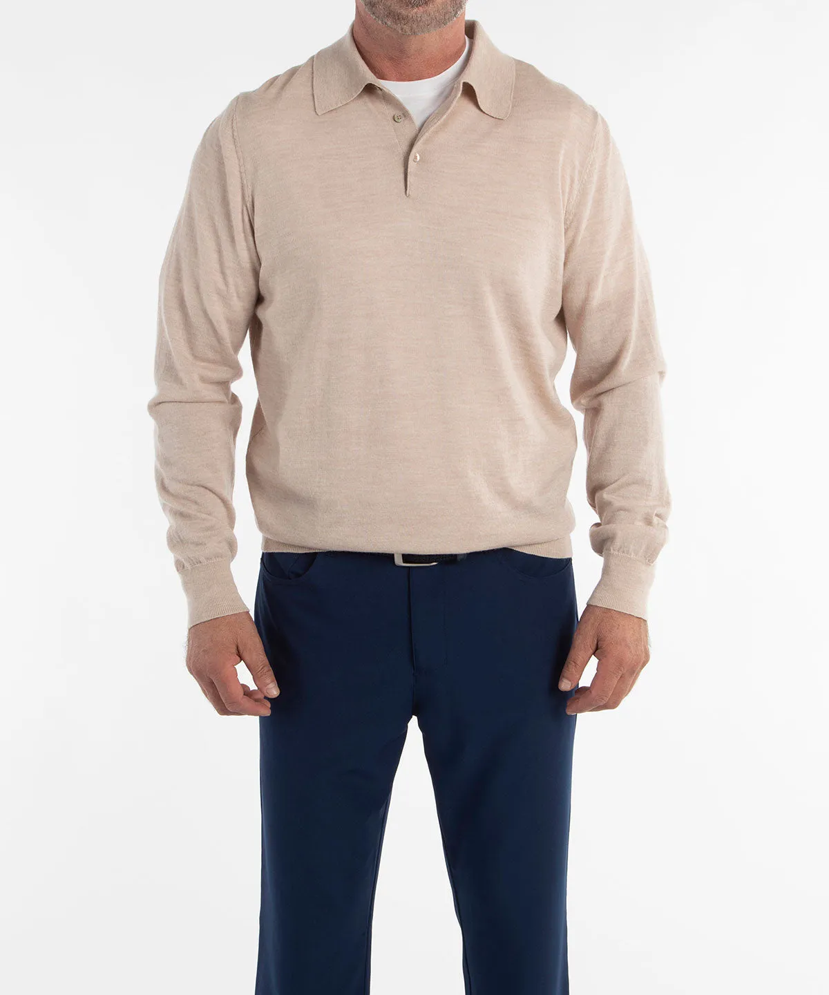 Signature Ultra Light 100% Merino Wool Long-Sleeve Polo Sweater