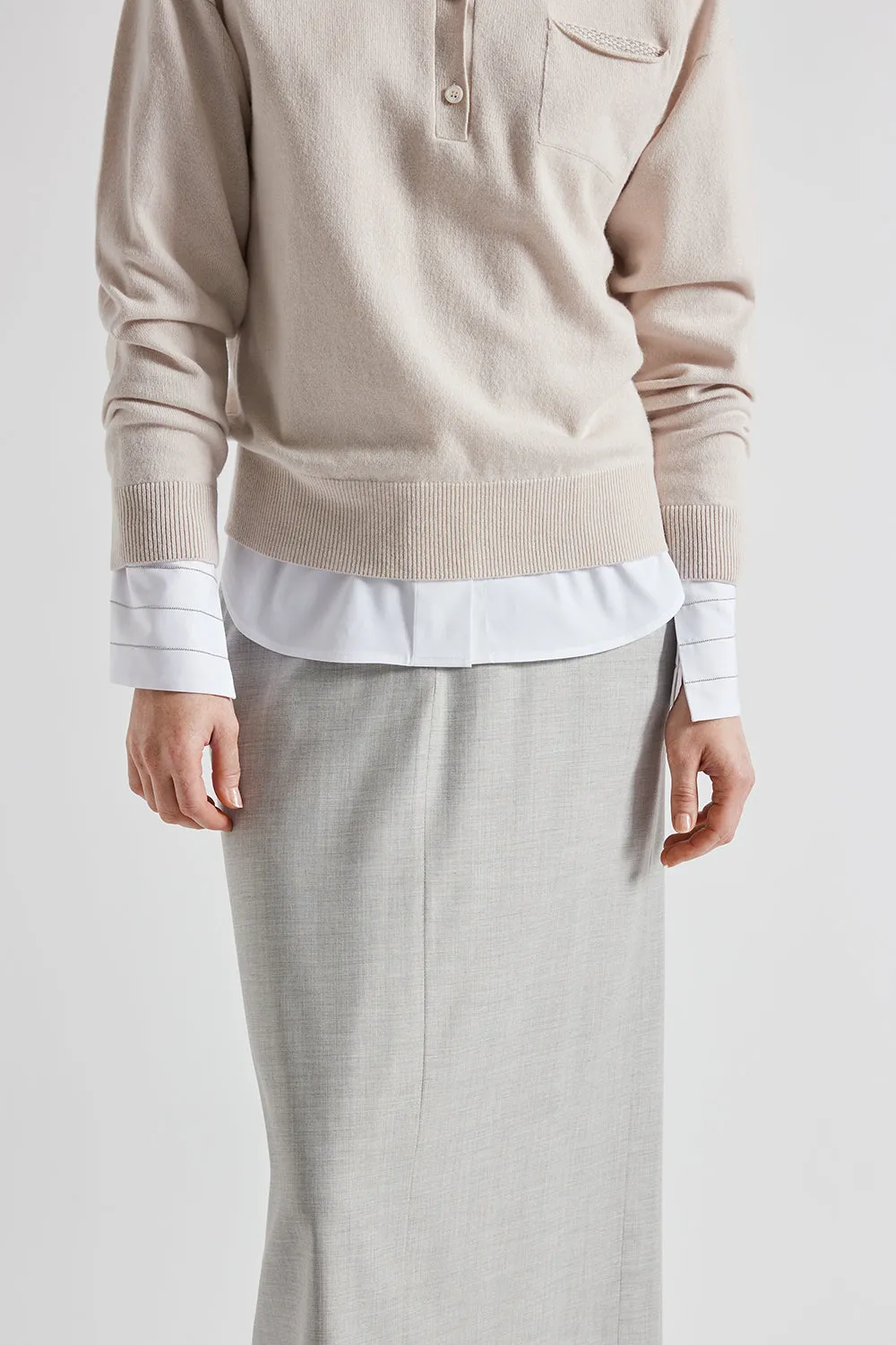 Silk, wool and cashmere polo neck sweater