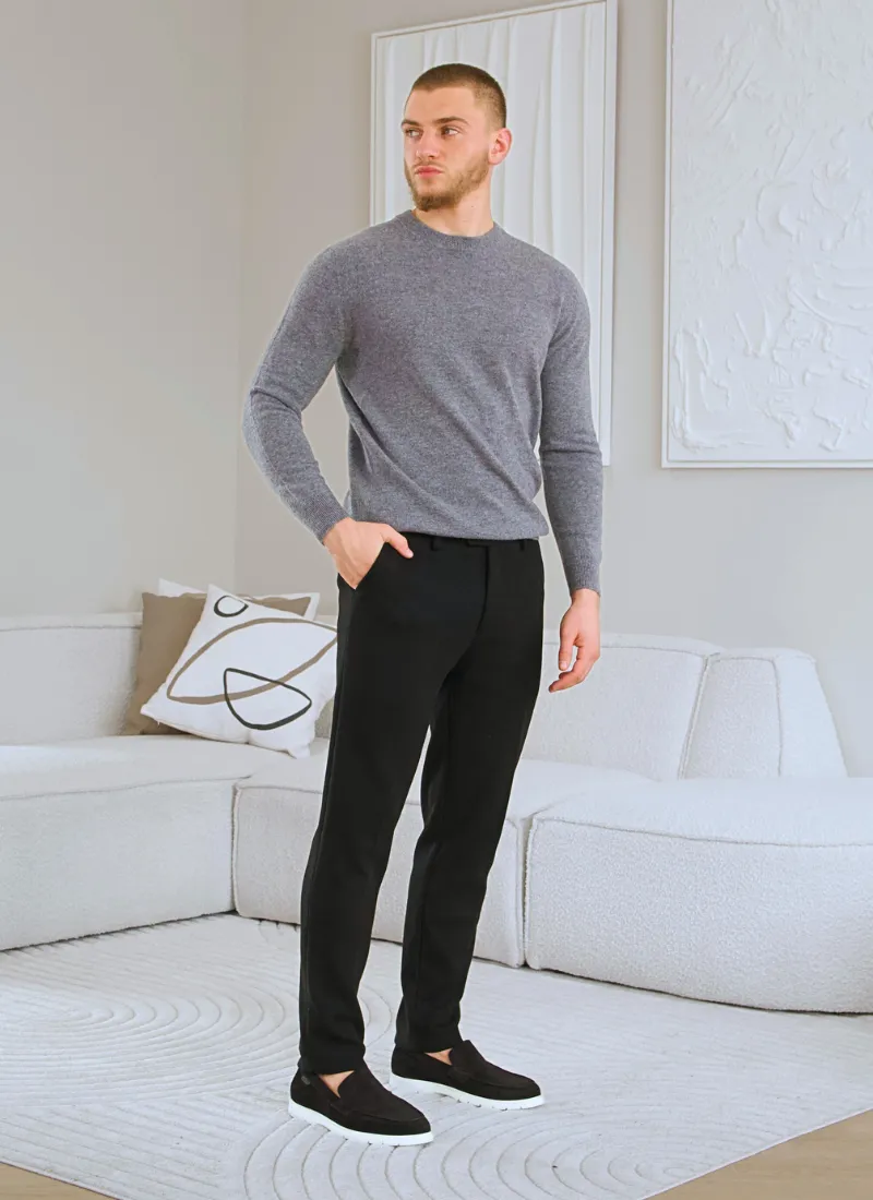 Soft Wool Fine Knit Sweater - Grey