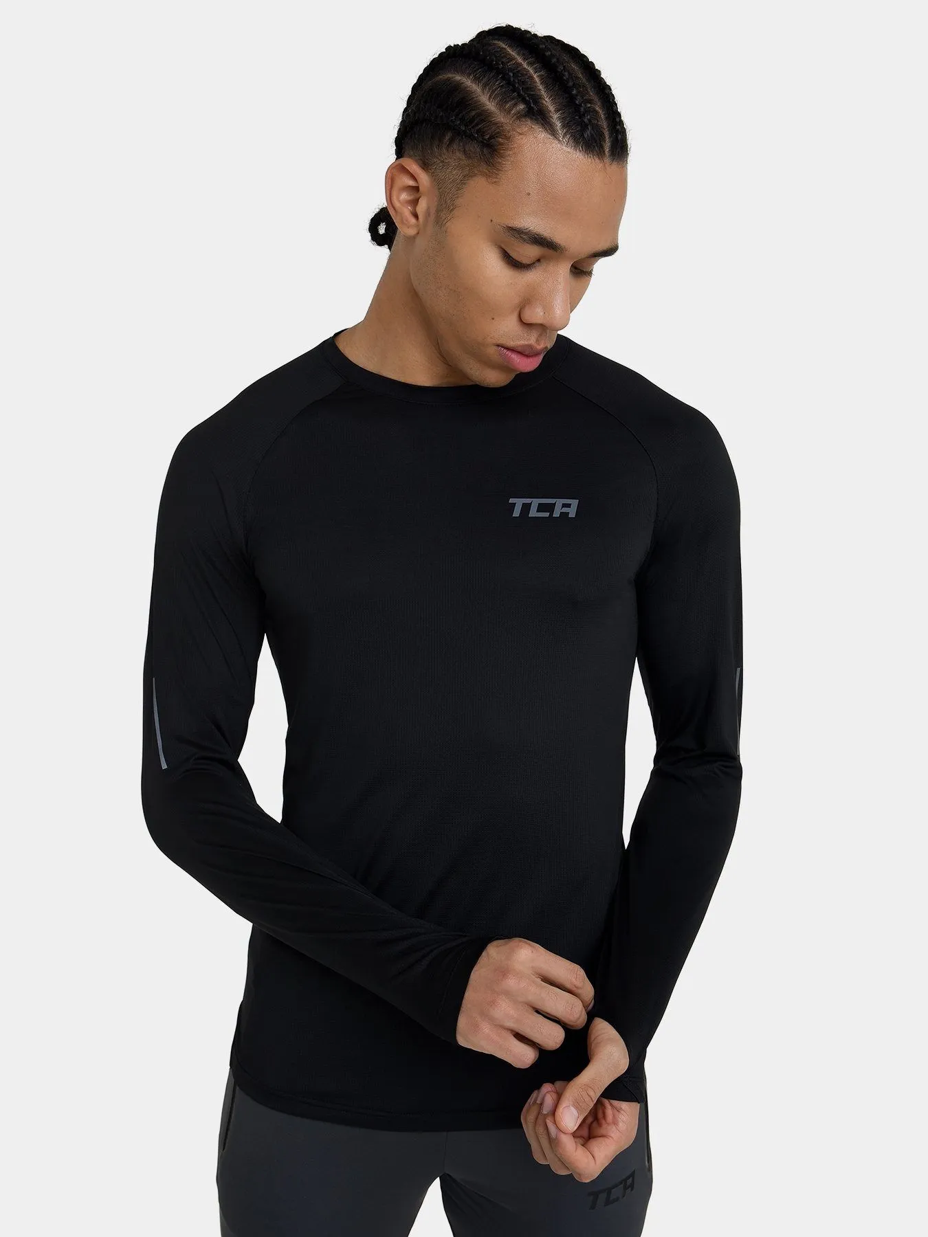 Sonic Long Sleeve Crew Neck Running Top With Thumbholes & Reflective Strips