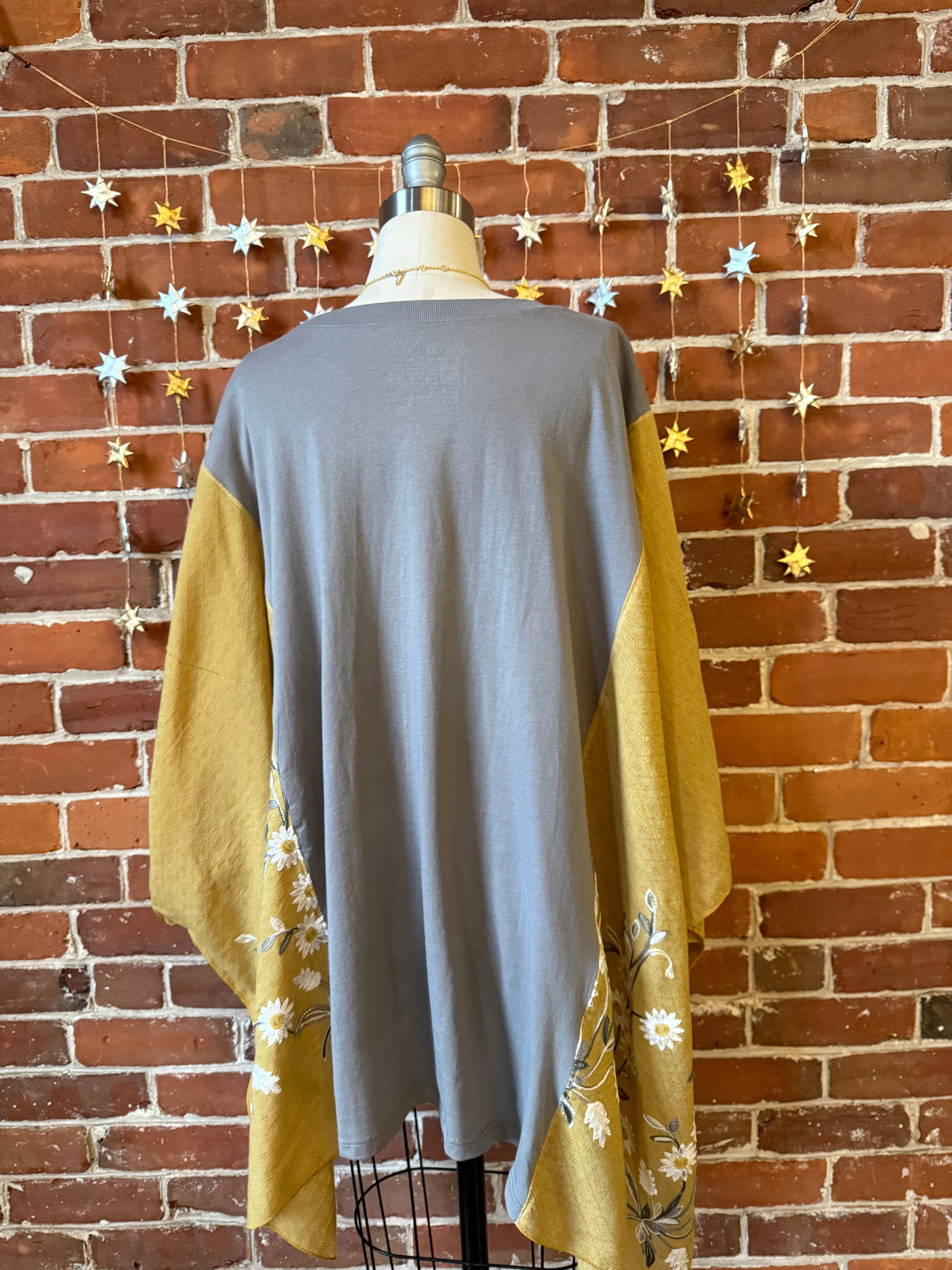 Stevie Nicks Inspired Prism Daisy Golden Yellow Embroidered Poncho