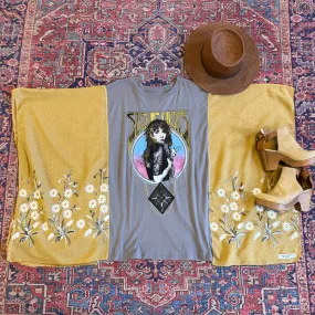 Stevie Nicks Inspired Prism Daisy Golden Yellow Embroidered Poncho