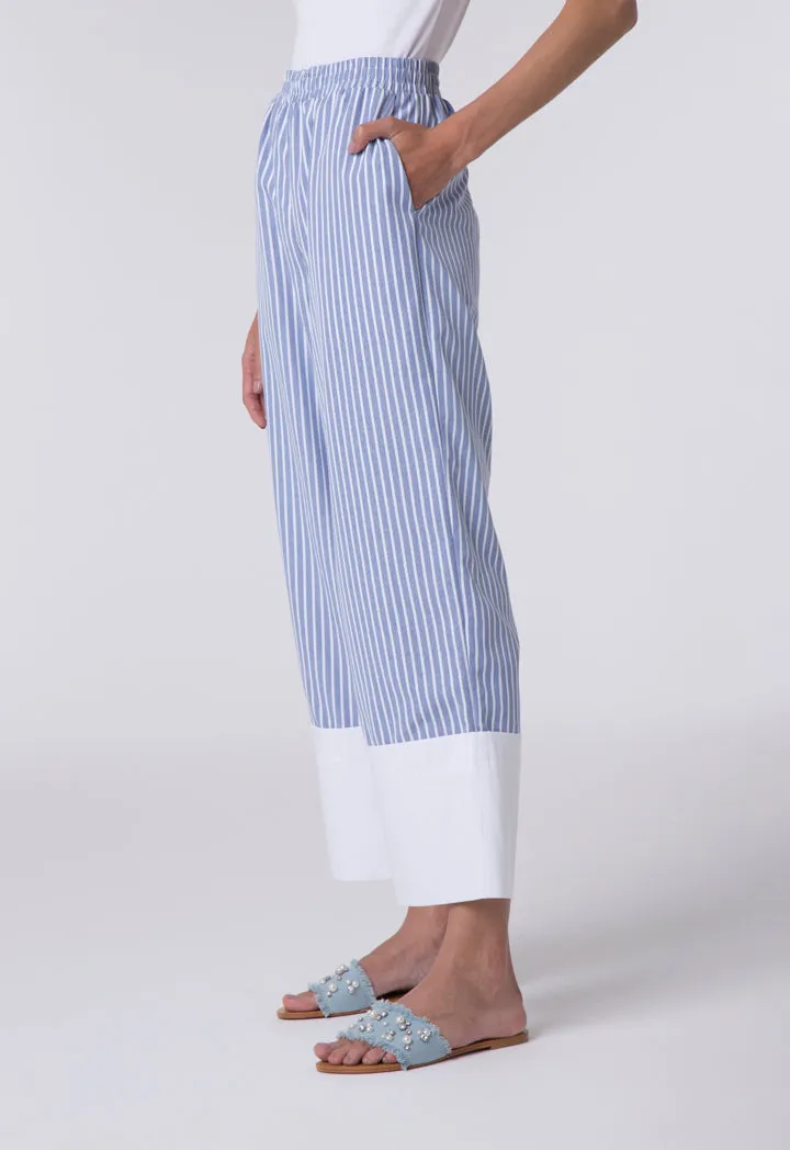 Striped Contrast Hem Culottes