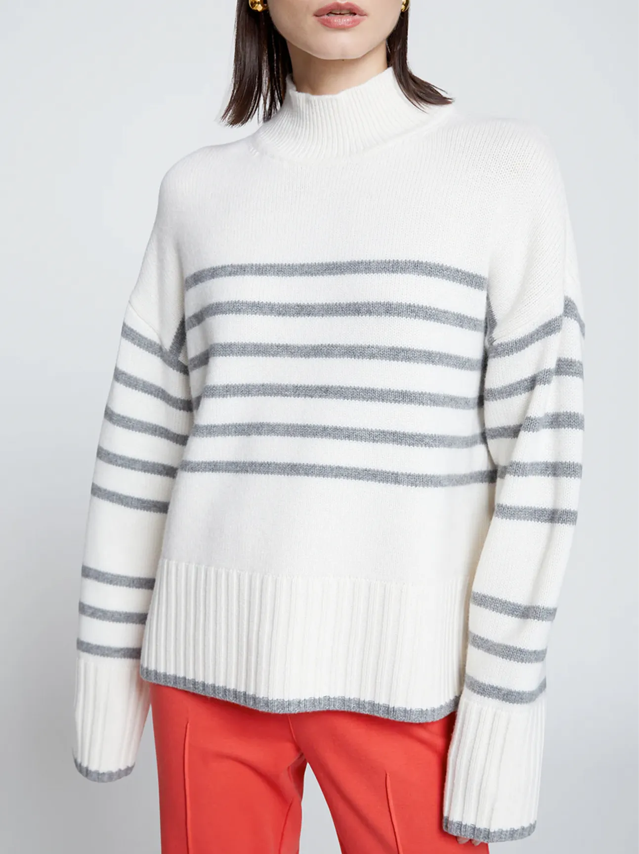 Striped Mock Neck Sweater