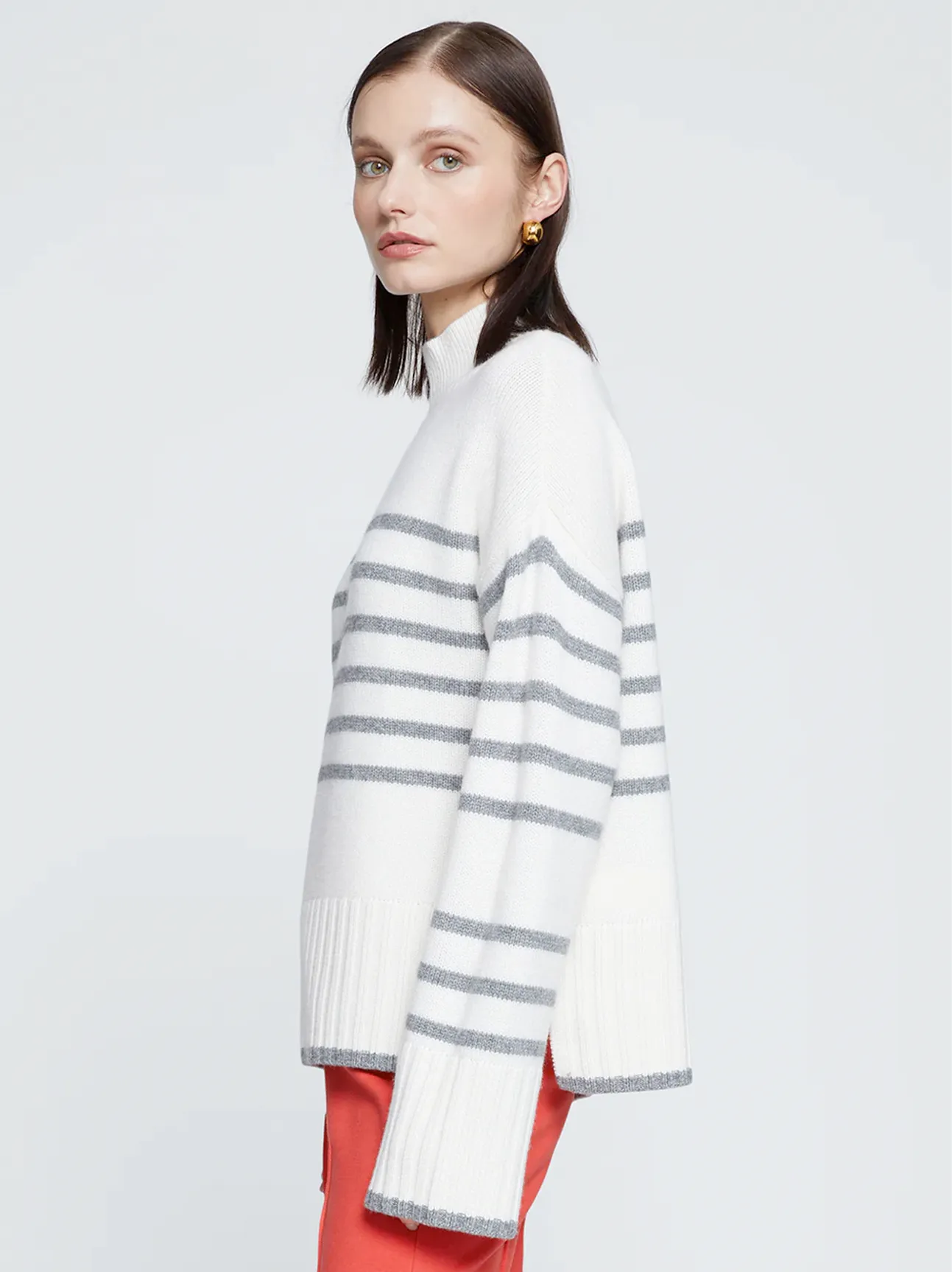 Striped Mock Neck Sweater