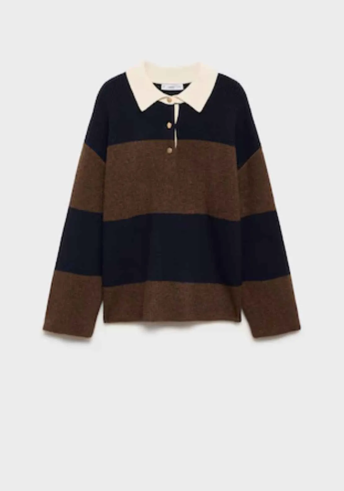 Striped polo-neck sweater - Navy