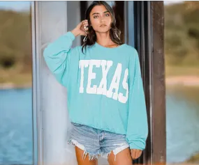 Texas Graphic Sweatshirt - Aqua